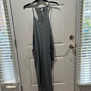 Gray Sleeveless Jumpsuit with Pockets